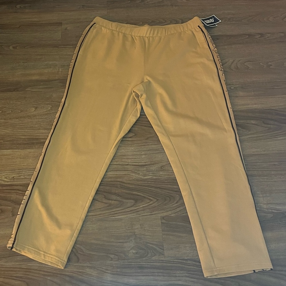 Target Black History Month Tan Track Pants with Chocolate Brown Stripes
